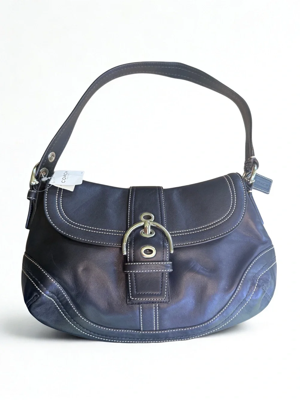 NWT New Vintage Coach Black Leather Soho Flap Bag F10910 Never Used